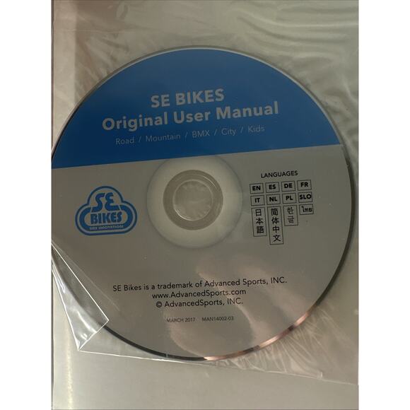 SE BIKES BMX Quick Start Owners Manual 2017 With CD. 2017-2022 Manual Book - Picture 3 of 5